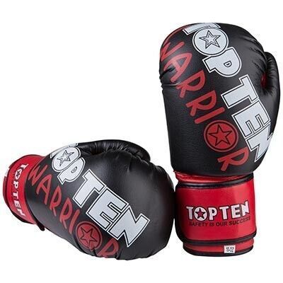 Боксерські рукавички TopTen WARRIOR, PVC, 10 oz, чорний. TTW-10BLK фото