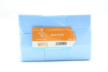Безворсові серветки Bee Nails, 1000 шт, блакитні 21736 фото