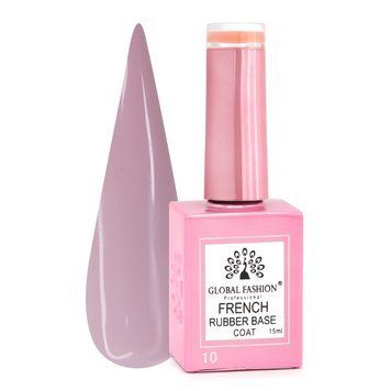 Каучукова база для гель лаку френч, Rubber Base Coat French, 15 мл, Global Fashion 10 8104 фото