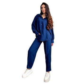 Костюм жіночий (сорочка та штани) американський крепCRY-1065 (42 - 46 р) Темно-синій CRY-1065 фото