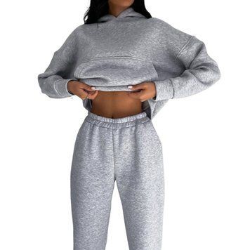 Костюм-кенгуру жіночий тринитка на флісі (штани та кофта) RAZ-918 (42 - 52 р.) Сірий меланж RAZ-918 фото