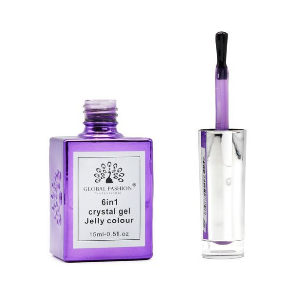 Gel build-up 6 in 1 crystal gel jelly color, 15 ml, 6606 23756 фото