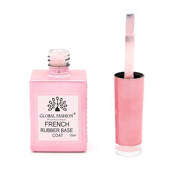 Каучукова база для гель лаку френч, Rubber Base Coat French, 15 мл, Global Fashion 10 8104 фото