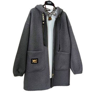 Пальто-тренч жіноче букле PAP-4212 (42 - 56 р.) Темно-сіре PAP-4212 фото