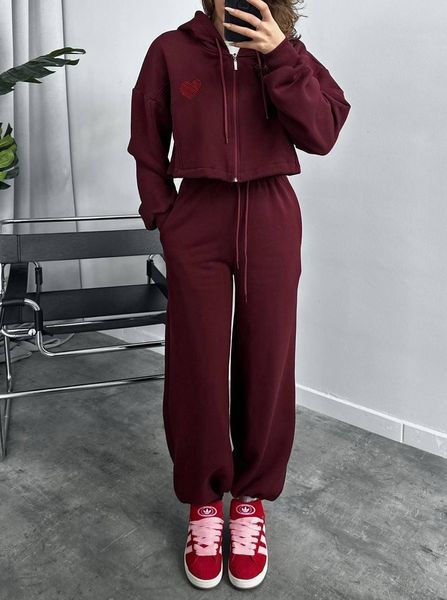 Костюм женский трёхнитка на флисе (штаны и кофта) RAZ-1261 (42 - 46 р.) Бордовый RAZ-1261 фото