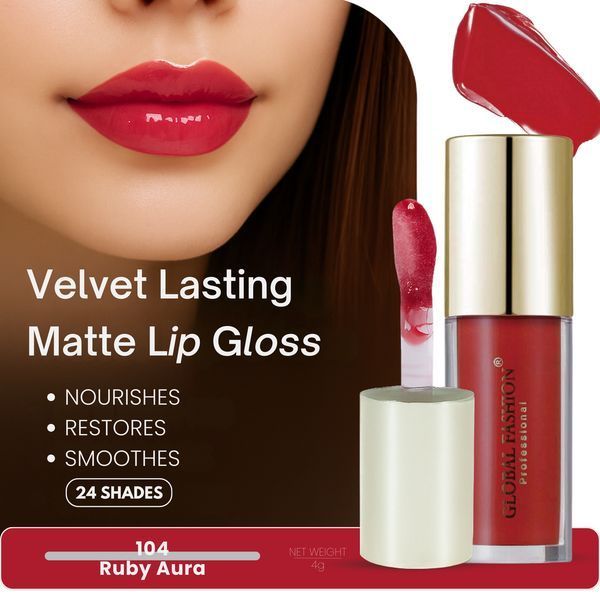 Стійкий, матовий блиск для губ Velvet lasting matte long lasting lip gloss, Global Fashion, GF38006 #104 24917 фото