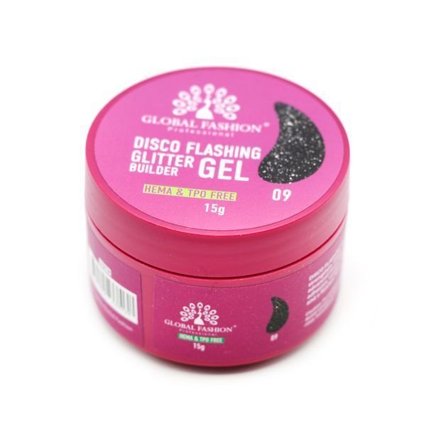 Гель для моделювання нігтів 15 г, Disco Flashing Glitter Builder gel, #09 26798 фото