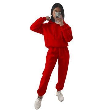 Костюм кенгуру женский трёхнитка на флисе (штаны и кофта) RAZ-528 (42 - 52 р.) Красный RAZ-528 фото