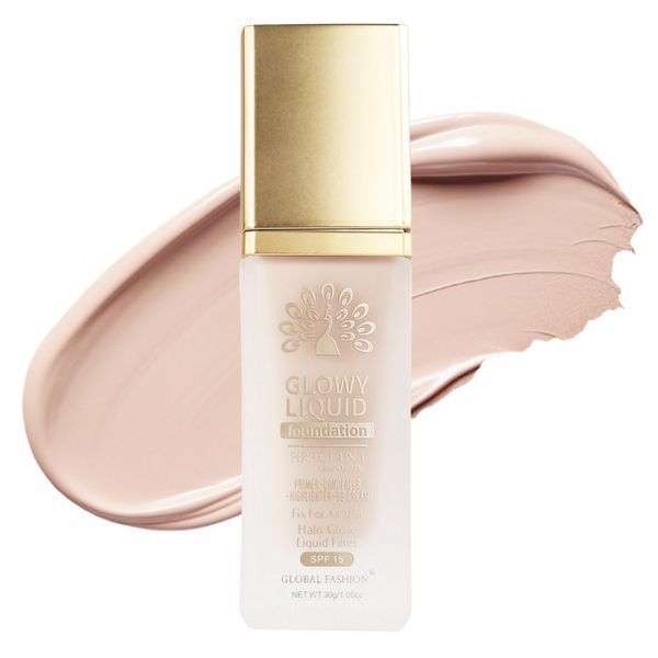 Тональна основа Global Fashion, Glowy Liquid Foundation 4in1:Primer+Concealer+Highlighter+BB cream, SPF 15, K031,Warm Beige 24994 фото