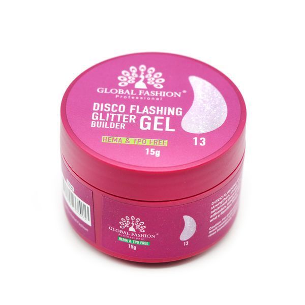 Гель для моделирования ногтей 15 г, Disco Flashing Glitter Builder gel, #13 26802 фото