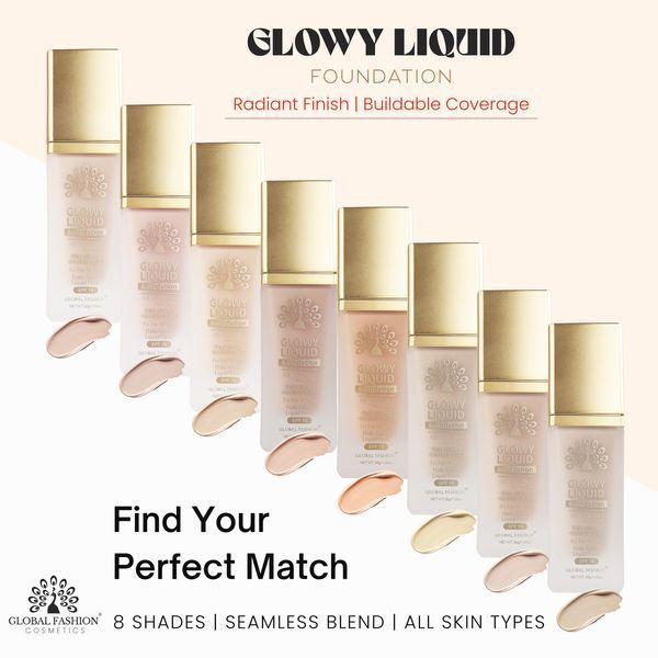 Тональна основа Global Fashion, Glowy Liquid Foundation 4in1:Primer+Concealer+Highlighter+BB cream, SPF 15, K031,Warm Beige 24994 фото