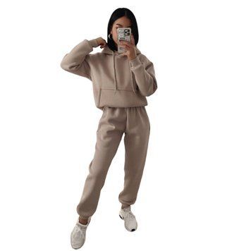 Костюм кенгуру женский трёхнитка на флисе (штаны и кофта) RAZ-528 (42 - 52 р.) Бежевый RAZ-528 фото
