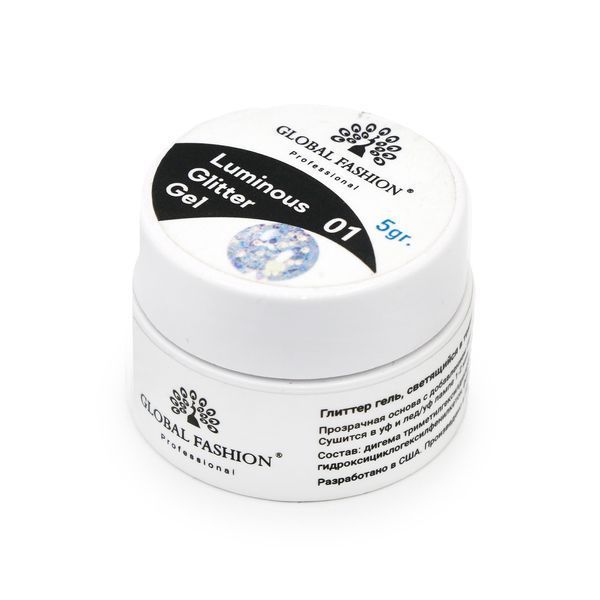 Глиттер светящийся в темноте гель 5 гр, Luminous Glitter Gel 01 13473 фото