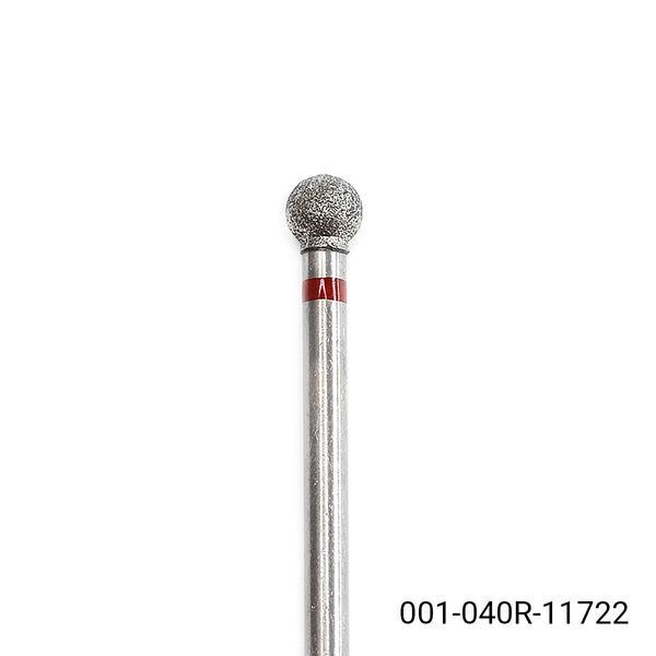 Алмазная насадка 001/040R для кутикулы, шар, красная насечка 11722 фото