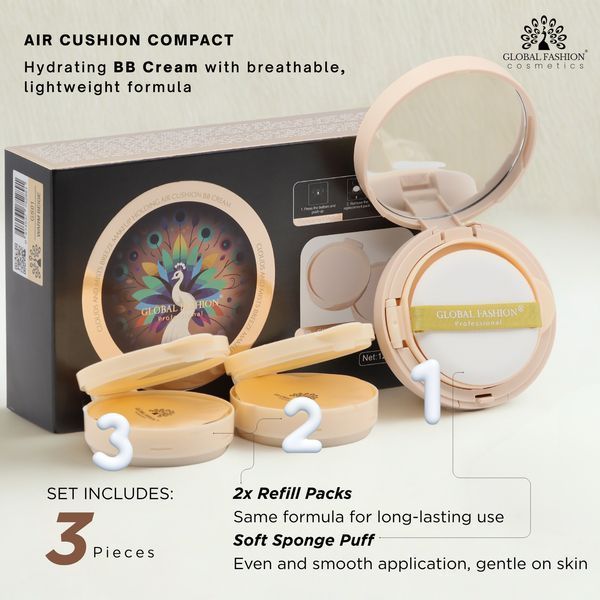 Кушон для обличчя, Cushion BB Cream, Global Fashion, 12gr, GS03, Golden Tan 24940 фото