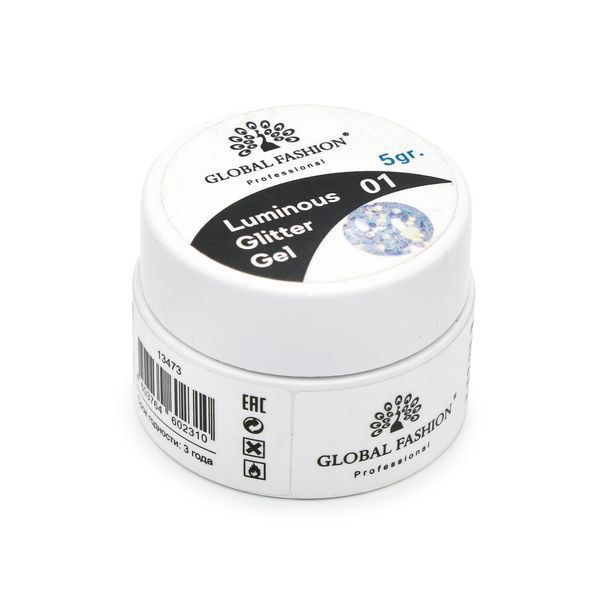 Глиттер светящийся в темноте гель 5 гр, Luminous Glitter Gel 01 13473 фото