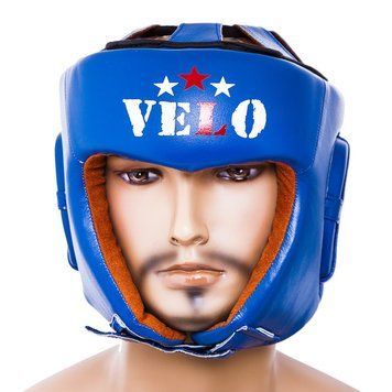 Шолом боксерський Velo AIBA, шкіра, розмір L, синій VLS-1001LB фото