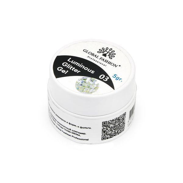 Гліттер гель що світиться в темряві, 5 гр, Luminous Glitter Gel 03 13475 фото