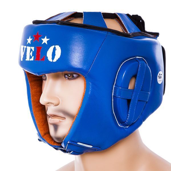 Шолом боксерський Velo AIBA, шкіра, розмір L, синій VLS-1001LB фото