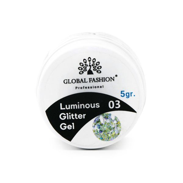 Гліттер гель що світиться в темряві, 5 гр, Luminous Glitter Gel 03 13475 фото