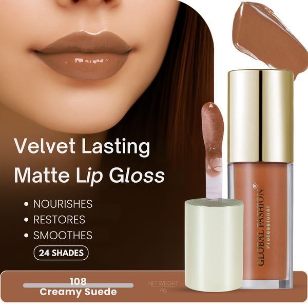 Стойкий, матовый блеск для губ Velvet lasting matte long lasting lip gloss, Global Fashion, GF38006 #108 24921 фото