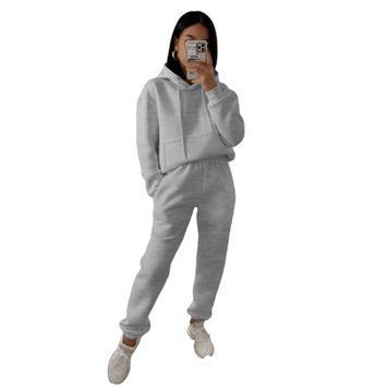 Костюм кенгуру женский трёхнитка на флисе (штаны и кофта) RAZ-528 (42 - 52 р.) Серый меланж RAZ-528 фото