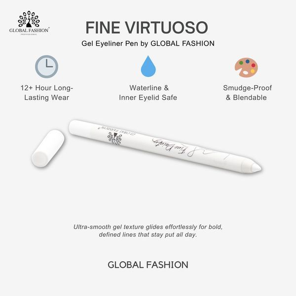 Гелевый карандаш для глаз, Global Fashion, 08, white 25015 фото