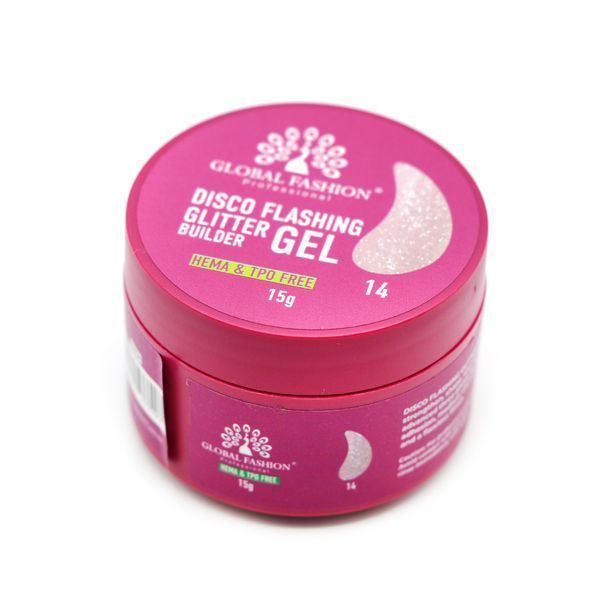 Гель для моделирования ногтей 15 г, Disco Flashing Glitter Builder gel, #14 26803 фото