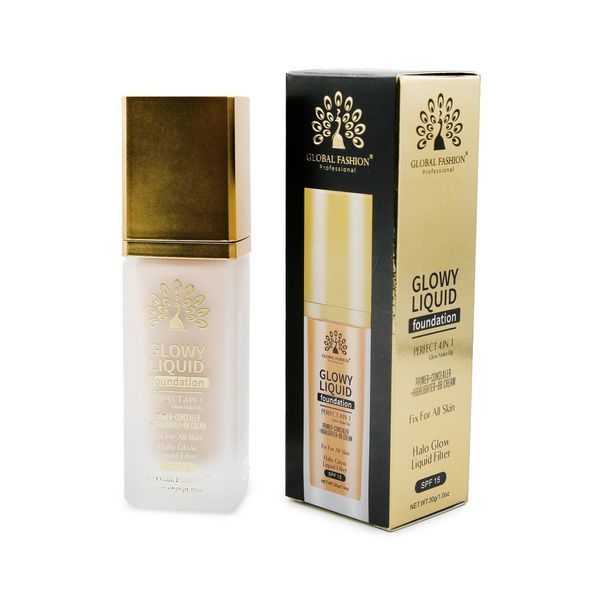 Тональна основа Global Fashion, Glowy Liquid Foundation 4in1:Primer+Concealer+Highlighter+BB cream, SPF 15, K032,Natural Tan 24995 фото
