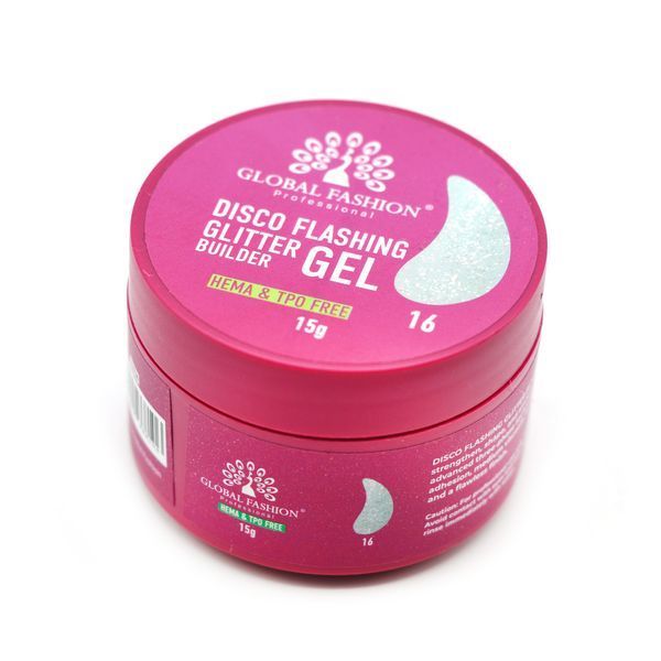 Гель для моделирования ногтей 15 г, Disco Flashing Glitter Builder gel, #16 26805 фото