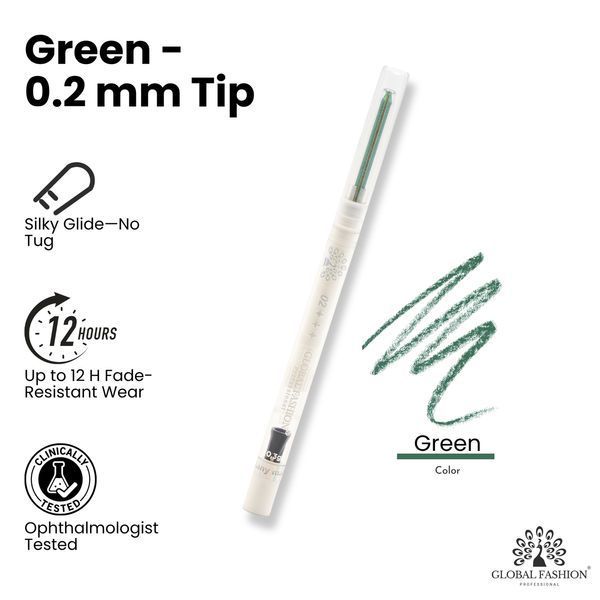 Мягкий, гелевый карандаш для глаз, Global Fashion, Green with glitter 25017 фото
