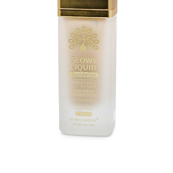Тональна основа Global Fashion, Glowy Liquid Foundation 4in1:Primer+Concealer+Highlighter+BB cream, SPF 15, K035,Caramel 24998 фото