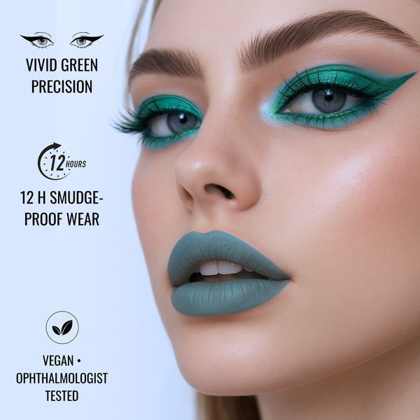 Мягкий, гелевый карандаш для глаз, Global Fashion, Green with glitter 25017 фото