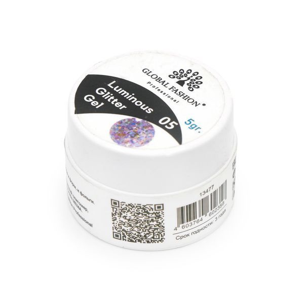 Гліттер гель що світиться в темряві, 5 гр, Luminous Glitter Gel 05 13477 фото