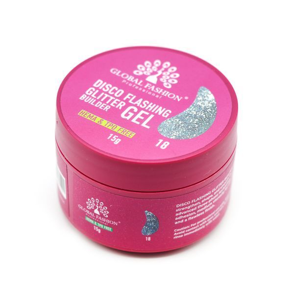 Гель для моделювання нігтів 15 гр, Disco Flashing Glitter Builder gel, #18, 26807 фото