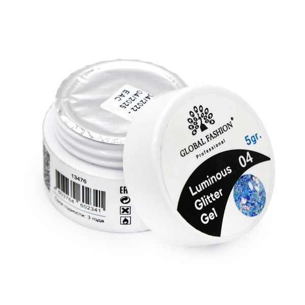 Гліттер гель що світиться в темряві, 5 гр, Luminous Glitter Gel 04 13476 фото