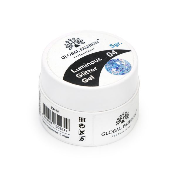 Гліттер гель що світиться в темряві, 5 гр, Luminous Glitter Gel 04 13476 фото