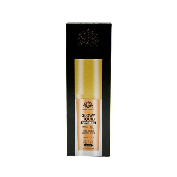 Тональна основа Global Fashion, Glowy Liquid Foundation 4in1:Primer+Concealer+Highlighter+BB cream, SPF 15, K034,Honey 24997 фото