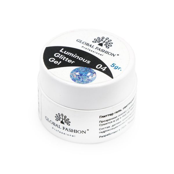 Гліттер гель що світиться в темряві, 5 гр, Luminous Glitter Gel 04 13476 фото