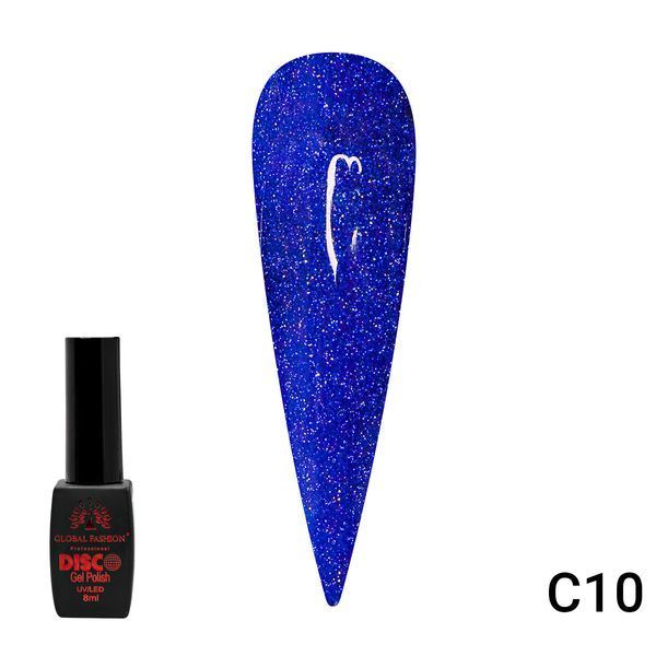 Гель-лак светоотражающий Disco Gel Polish C10, 8 мл, Global Fashion 12244 фото