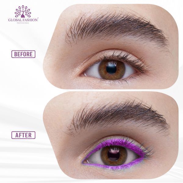 Мякий, гелевий олівець для очей, Global Fashion, purple with glitter 25019 фото