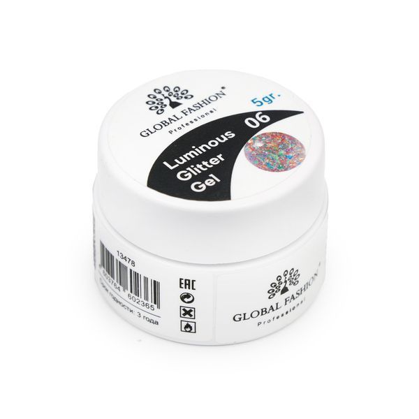 Глиттер-гель Luminous Glitter Gel 06 светящийся в темноте 5 г 13478 фото