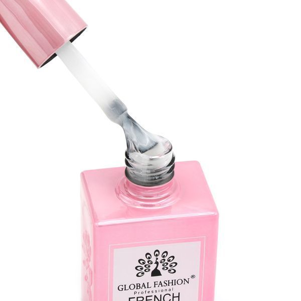 Каучуковая база для гель-лака френч, Rubber Base Coat French, 15 мл., цвет прозрачно-молочный, Global Fashion 13 8107 фото