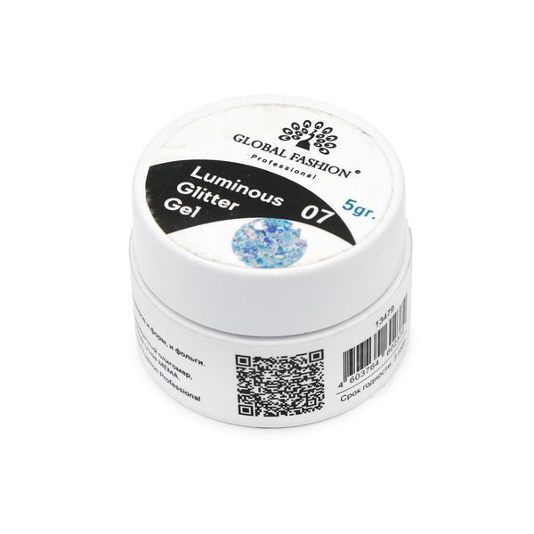 Глиттер светящийся в темноте гель 5 гр, Luminous Glitter Gel 07 13479 фото