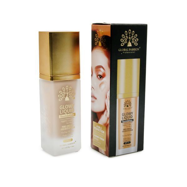 Тональна основа Global Fashion, Glowy Liquid Foundation 4in1:Primer+Concealer+Highlighter+BB cream, SPF 15, K037,Espresso 25000 фото