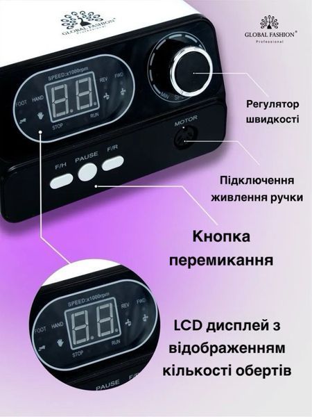 Апарат для манікюру та педикюру GF-722, 50000 об. 80 W, white 22478 фото