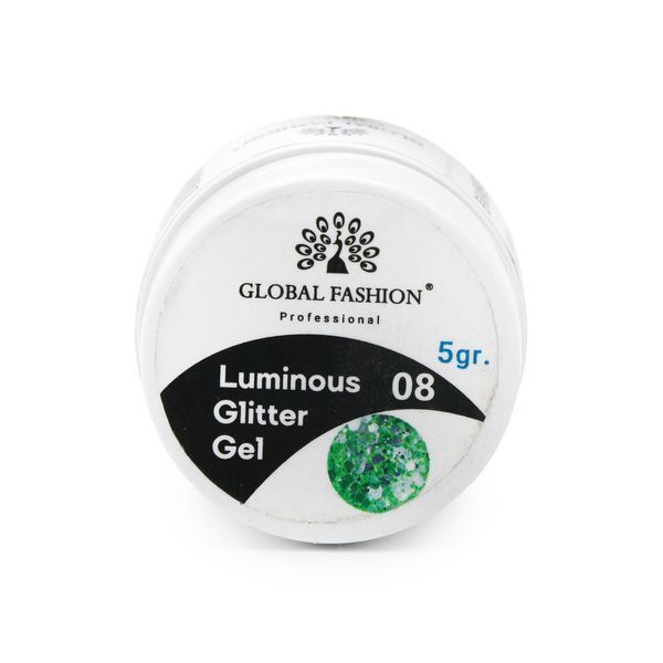 Глиттер светящийся в темноте гель 5 гр, Luminous Glitter Gel 08 13480 фото