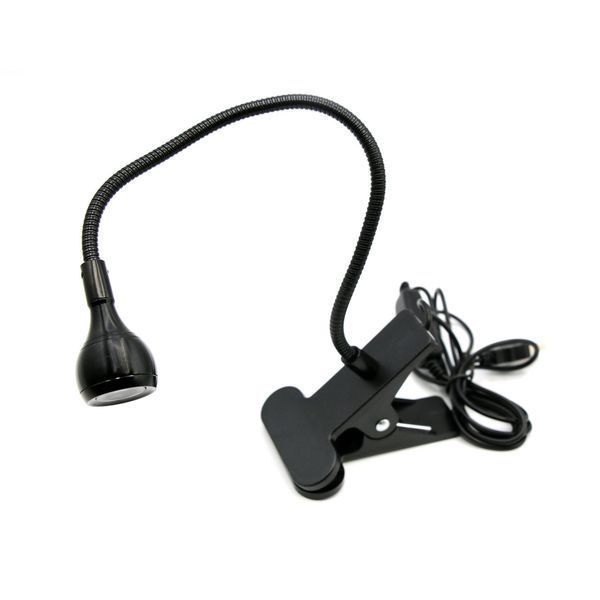 LED лампа-фонарик на прищепке, гибкая с USB разъемом, 3V/5V, черная 22680 фото