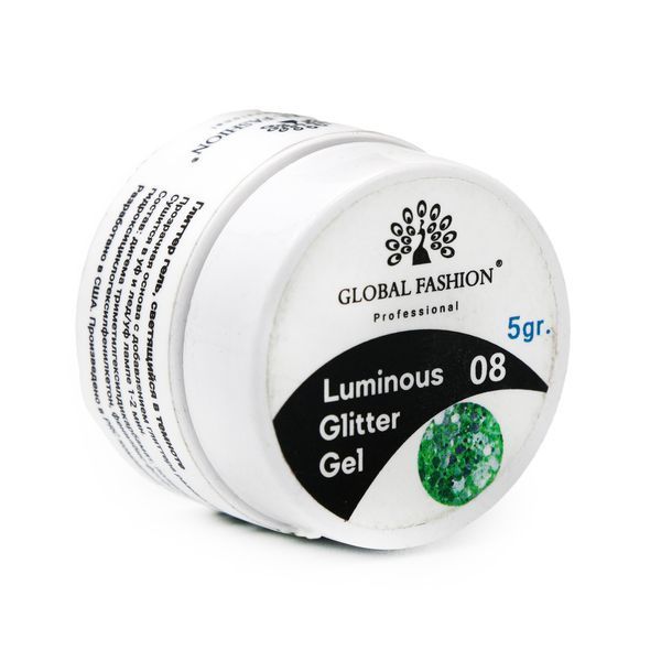 Глиттер светящийся в темноте гель 5 гр, Luminous Glitter Gel 08 13480 фото