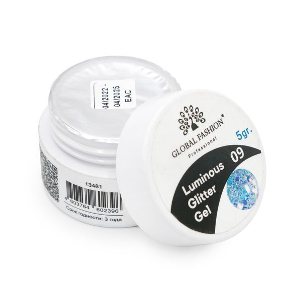 Гліттер гель що світиться в темряві, 5 гр, Luminous Glitter Gel 09 13481 фото